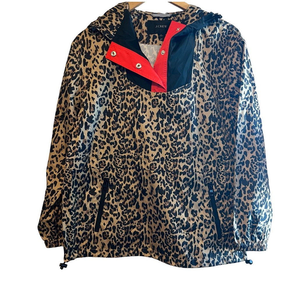 J. Crew Leopard Print Jacket with Red Accents